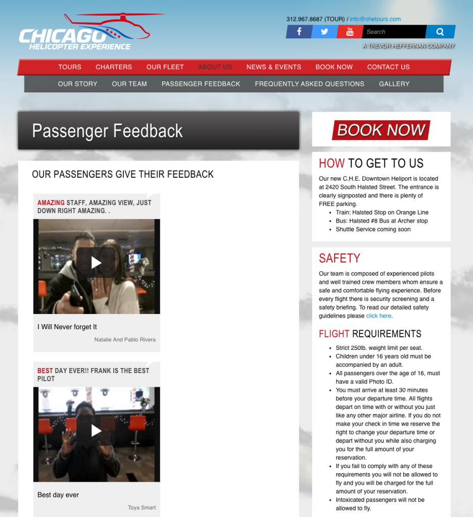 Chicago Helicopter Experience Testimonial Examples