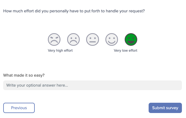 customer effort score feedback survey example