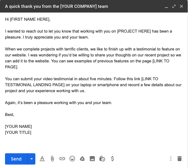 Testimonial Request Email Template